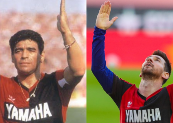 Messi se quita la camiseta del Barcelona para homenajear a Maradona