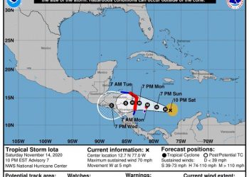 Tormenta tropical Iota es casi un huracán, afirma Centro Nacional de Huracanes de EE.UU.