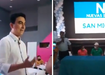 Denuncian a Miguel Pereira por utilizar colores y bandera de Nuevas Ideas para pedir votos