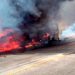 Bomberos sofocan incendio de autobús en carretera hacia Metapán