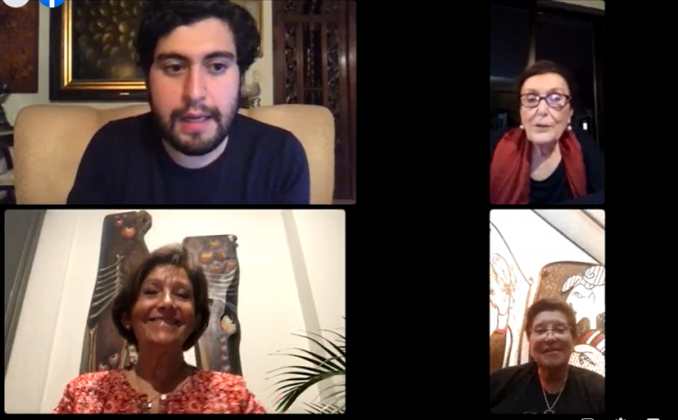 Tres grandes exponentes de las artes plásticas de El Salvador conversan de manera virtual. De arriba hacia abajo: Juan Santiago Martínez, curador del Museo Forma, Nicole Schwartz, Negra Álvarez Licry Bircard.