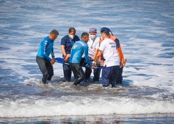 Realizan simulacro de rescate, como parte de los preparativos para el Mundial de Surf