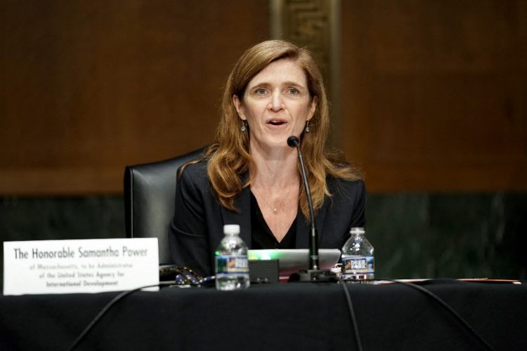 (FILES) In this file photo taken on March 23, 2021, Samantha Power, nominee to be Administrator of the United States Agency for International Development, attends her confirmation hearing before the Senate Foreign Relations Committee on Capitol Hill in Washington,DC. - USAID chief Samantha Power will visit Central America on her first international trip since taking office as President Joe Biden's administration seeks to tackle root causes of migration, the agency said June 11, 2021. (Photo by Greg Nash / POOL / AFP)