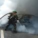 Incendio consume vehículo en San Miguel