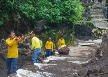 Reos en fase de confianza retiran escombros del balneario Los Chorros