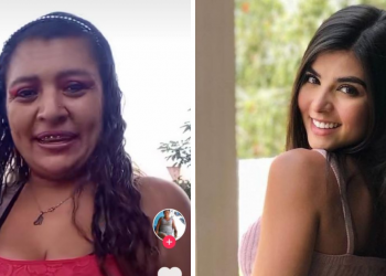 La tiktoker salvadoreña, Adriana Hasbun, conoció y bailó con Yanira Berrios, la vendedora del centro de San Salvador