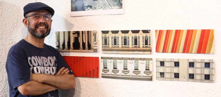 Francisco Hidalgo presenta fotografías parte de su serie «Geométrica», en el Museo Forma, en la exposición «Homenaje a San Salvador», en el marco del bicentenario de la indpendencia. Foto: Luis Umaña.