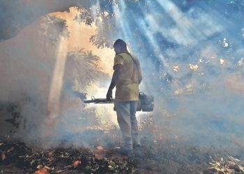 Reos en fase de confianza colaboran con labores de fumigación en San Lorenzo, Ahuachapán