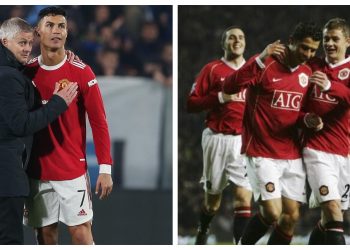 Cristiano Ronaldo se despide de Ole Gunnar Solskjaer, exentrenador del Manchester United