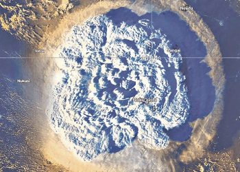 La erupción del volcán submarino Hunga Tonga, un fenómeno excepcional