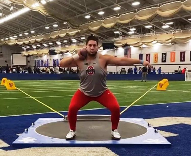 El lanzador de bala Carlos Avilés, impuso recientemente en una competencia universitaria realizada en Estados Unidos, un nuevo récord nacional. Foto Carlos Clemente.