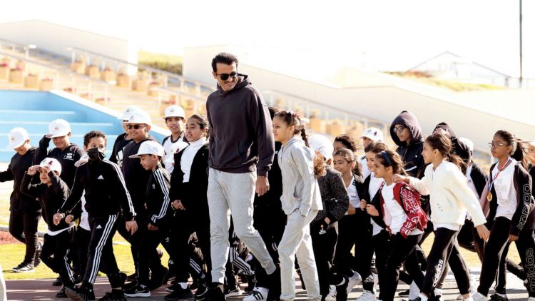 Su Alteza el Sheikh Tamim Bin Hamad Al Thani, Emir del Estado de Qatar festejando el Día Nacional del Deporte.