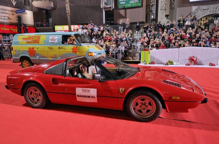 LOS ANGELES, CALIFORNIA - NOVEMBER 28: A Ferrari from the series 'Magnum P.I.' is seen during the 89th Annual Hollywood Christmas Parade supporting Marine Toys For Tots on November 28, 2021 in Los Angeles, California.   Kevin Winter/Getty Images/AFP (Photo by KEVIN WINTER / GETTY IMAGES NORTH AMERICA / Getty Images via AFP)
