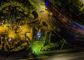 Construcción de paso a desnivel de redondel Utila, en Santa Tecla, cuenta con avance superior al proyectado