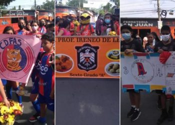 Alumnos de Centro Escolar de San Juan Nonualco se vistieron con los colores de la primera división