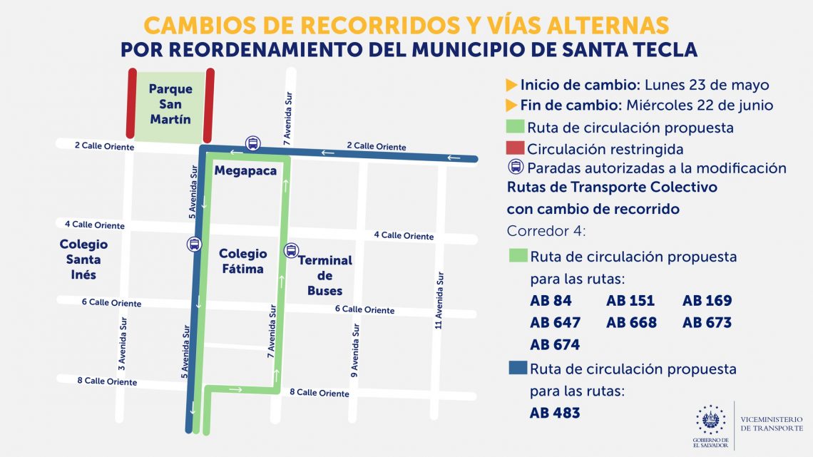 Viceministerio De Transporte Informa Sobre Cambios En Recorridos Y ...