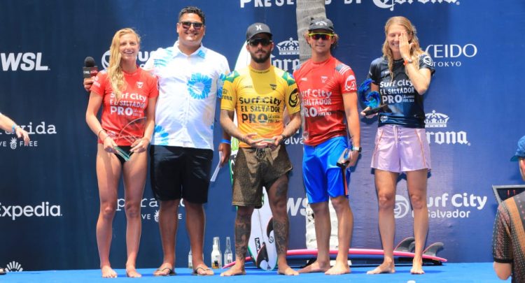 El podio final de la séptima etapa de la liga mundial realizada en Punta Roca. Foto: Sofía Mazariego