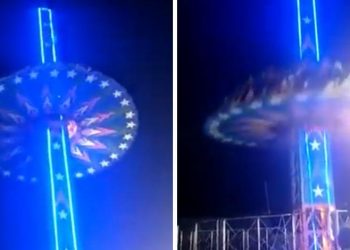 VIDEO: Impresionante caída de juego mecánico deja varios heridos en la India