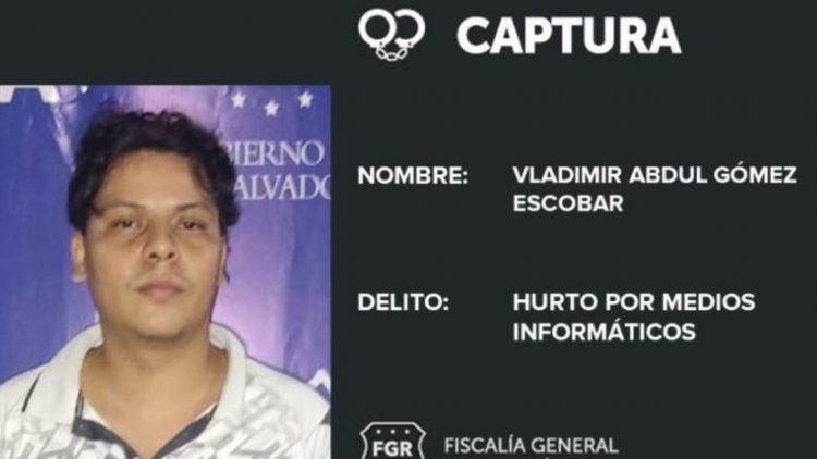 Vladimir Abdul Gómez Escobar es acusado de hurto por medios informáticos. Foto Fiscalía.