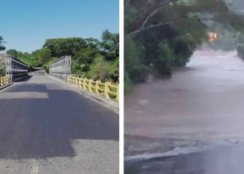 Crecida de río provoca colapso de puente que conecta los departamentos de Cabañas y San Vicente