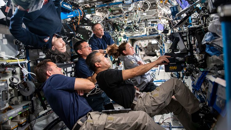 Juegan con la ciencia. Los tripulantes se distribuyen las tareas en la Estación Espacial Internacional.