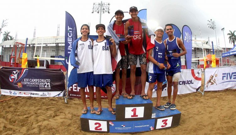 Yoel y Christopher Guardado obtuvieron medalla de plata en el XIV Campeonato Centroamericano Voleibol de Playa Sub-21. Foto: Indes