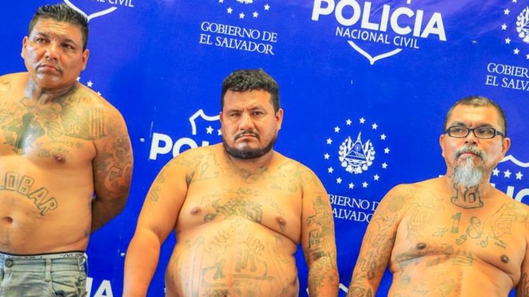 Los criminales capturados por la PNC en el barrio Modelo de San Salvador. Foto PNC