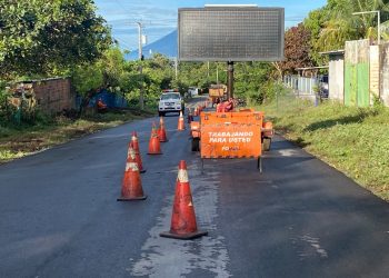 El Fondo de Conservación Vial repara calle en el cantón Las Moritas, San Miguel