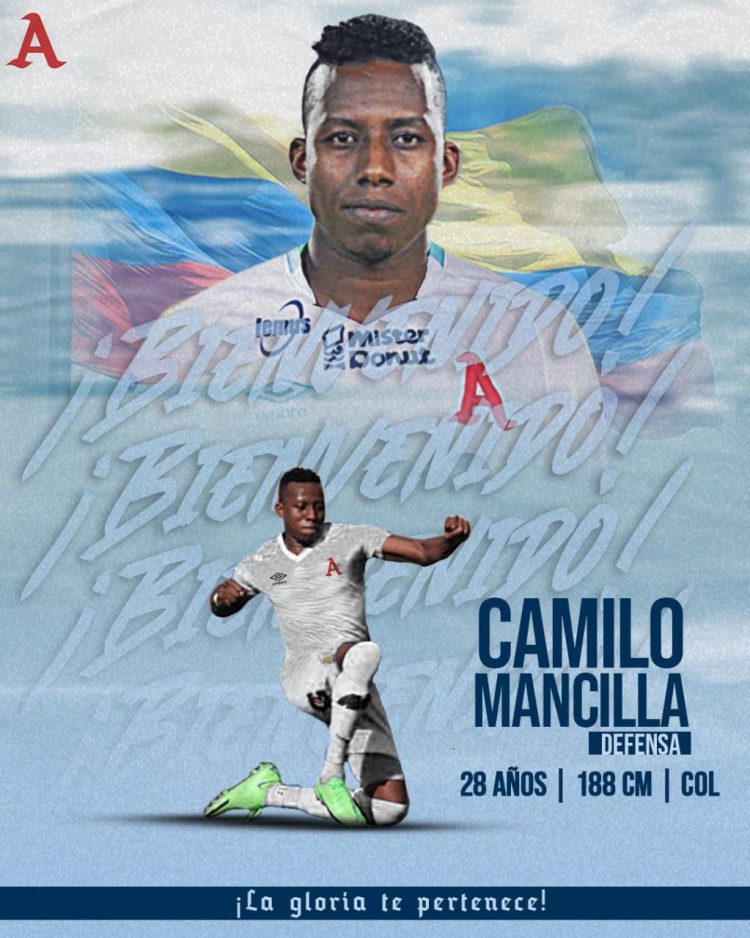 El delantero colombiano Camilo Mancilla, es el primer jugador que contrata Alianza ara el Torne Clausura 2023. Foto/ @AlianzaFC_sv