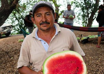 César y su familia son productores de sandías en Jiquilisco