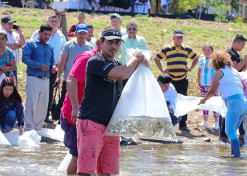 Siembran 25,000 alevines en la laguna de Metapán, Santa Ana