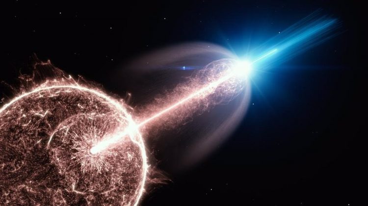 04-06-2021 Impresión artística de un chorro relativista de un estallido de rayos gamma (GRB), saliendo de una estrella que colapsa y emitiendo fotones de muy alta energía.
POLITICA INVESTIGACIÓN Y TECNOLOGÍA
DESY, SCIENCE COMMUNICATION LAB