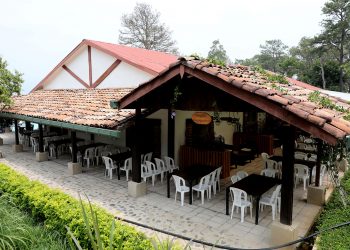 Celebra a mamá en un restaurante al aire libre