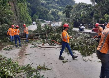 Autoridades realizan obras en carretera Los Chorros para evitar deslizamientos