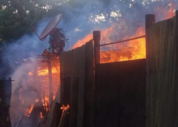 Autoridades atienden emergencia por incendio en taller de estructura de madera