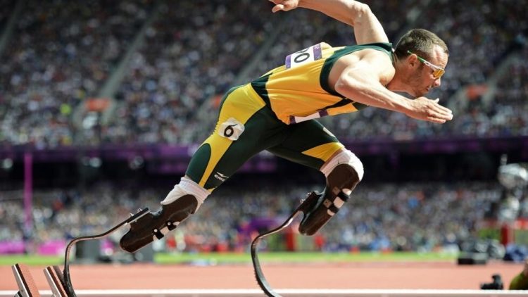 South Africa's Oscar Pistorius starts his men's 400m round 1 heats at the London 2012 Olympic Games at the Olympic Stadium in this August 4, 2012 file photo. South African paralympic star Oscar Pistorius is being questioned by South African police for shooting his girlfriend, domestic media said on February 14, 2013. Johannesburg's Talk Radio 702 said Pistorius was understood to have shot his girlfriend in the head and arm, although the circumstances surrounding the incident were unclear. He may have mistaken her for a burglar, the radio report said. REUTERS/Dylan Martinez/Files (BRITAIN - Tags: SPORT OLYMPICS ATHLETICS)