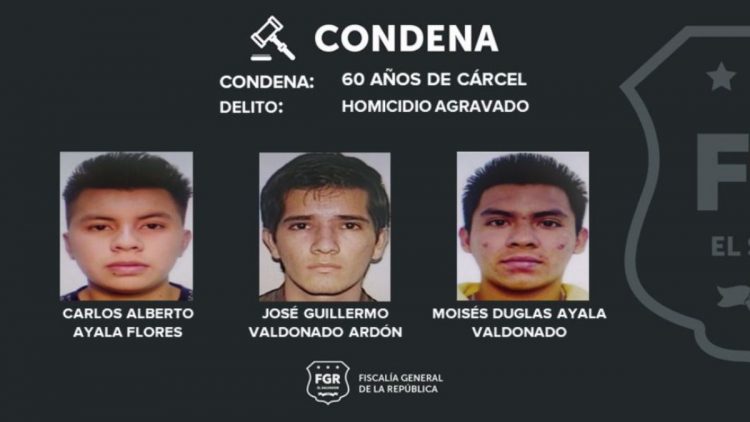 Tres pandilleros fueron condenados en 2024 por el doble homicidio por el cual es requerido el marero arrestado en España. Foto FGR.