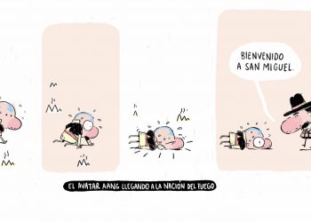 El avatar Aang llegando a la nación del fuego