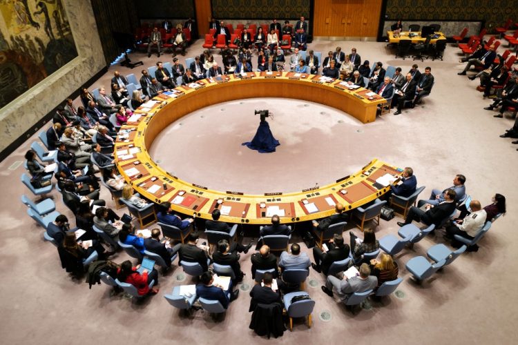 El Consejo de Seguridad de las Naciones Unidas celebra una reunión sobre la situación en Oriente Medio, incluido el reciente ataque de Irán contra Israel, en la sede de la ONU en la ciudad de Nueva York. Foto AFP.