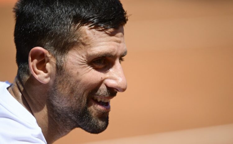 Serbia's Novak Djokovic takes part in a training session during the Men's ATP Rome Open tennis tournament at Foro Italico in Rome on May 9, 2024. (Photo by Tiziana FABI / AFP)