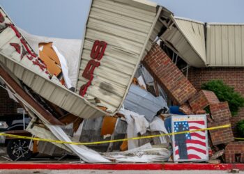 TEMPLE, TEXAS - MAY 23: The exterior of the Veterans of Foreign Wars facility suffered severe damage following a tornado on May 23, 2024 in Temple, Texas. The city of Temple has reported widespread damage after a tornado moved through its county Wednesday evening.   Brandon Bell/Getty Images/AFP (Photo by Brandon Bell / GETTY IMAGES NORTH AMERICA / Getty Images via AFP)