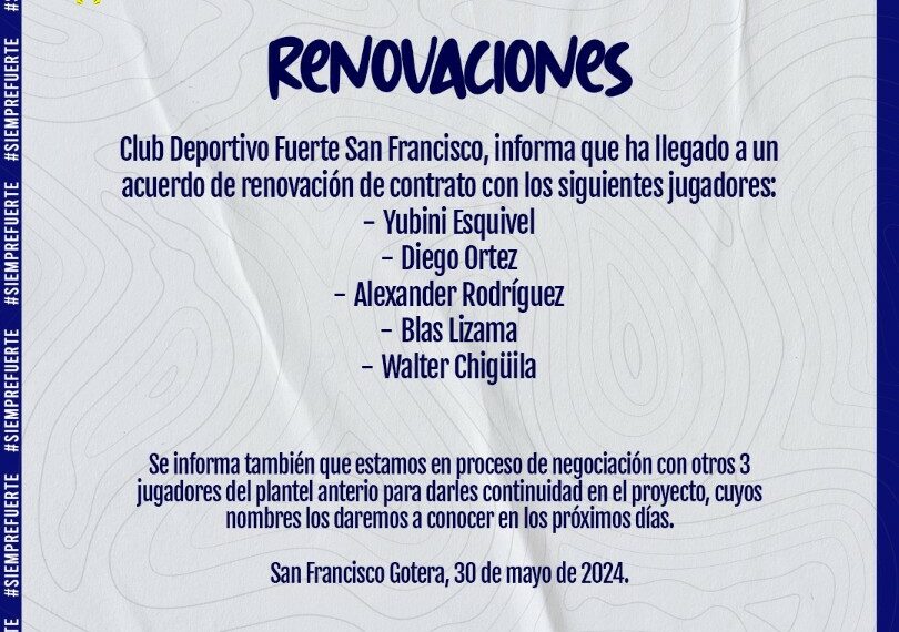 El Fuerte anunció cinco renovaciones
