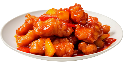 fresh sweet and sour fried chicken isolated on transparent background png