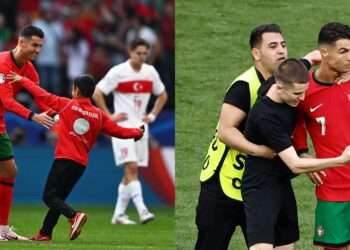 Fotos: Ronaldo pasó de la risa al enojo con la invasión de varios aficionados